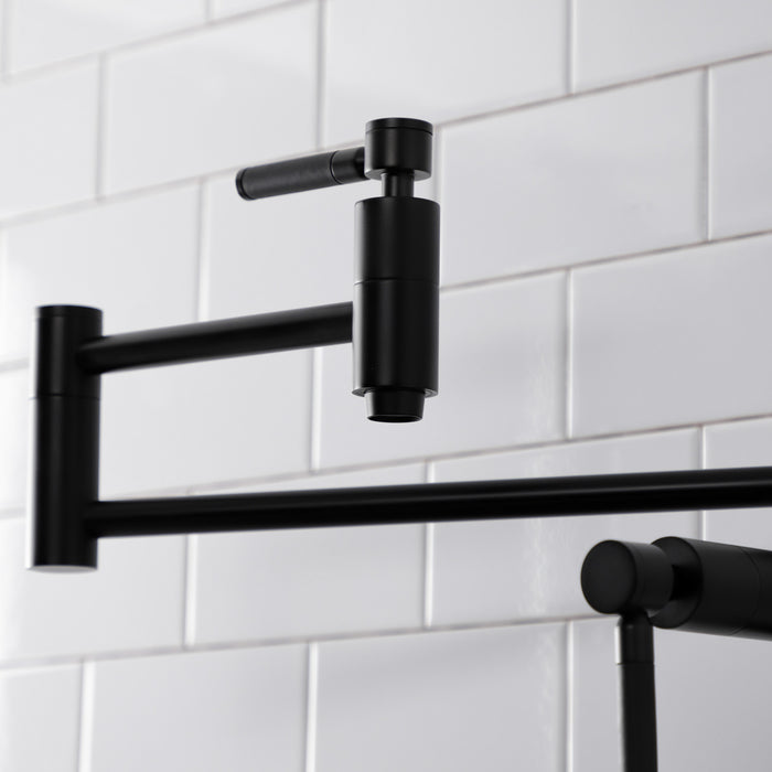Kingston Sona KS8700DKL - Kaiser Two-Handle 1-Hole Deck Mount Pot Filler Faucet, Matte Black