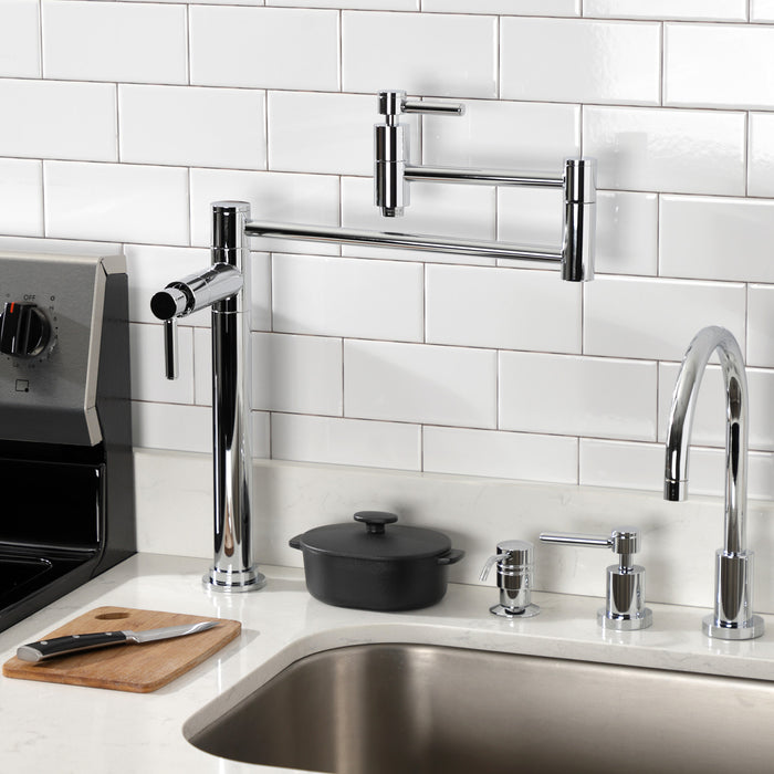 Kingston Sona KS8701DL - Concord Two-Handle 1-Hole Deck Mount Pot Filler Faucet, Polished Chrome