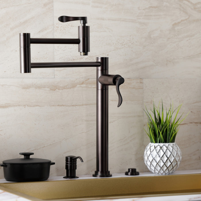 Kingston Tulare KS8705DFL - NuWave Two-Handle 1-Hole Deck Mount Pot Filler Faucet, Oil Rubbed Bronze