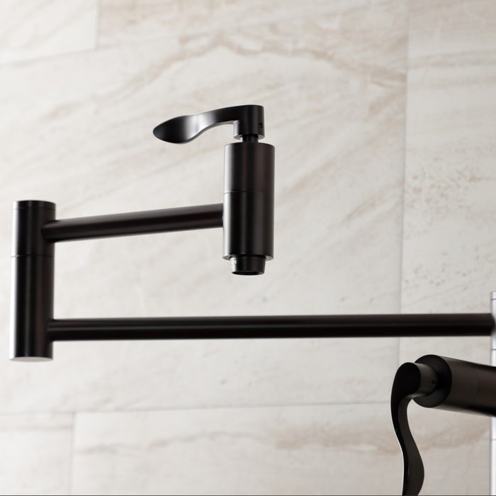 Kingston Tulare KS8705DFL - NuWave Two-Handle 1-Hole Deck Mount Pot Filler Faucet, Oil Rubbed Bronze