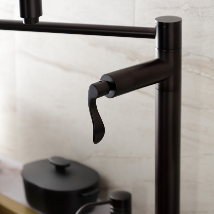 Kingston Tulare KS8705DFL - NuWave Two-Handle 1-Hole Deck Mount Pot Filler Faucet, Oil Rubbed Bronze