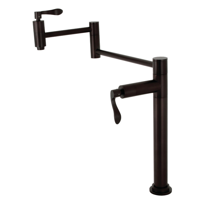 Kingston Tulare KS8705DFL - NuWave Two-Handle 1-Hole Deck Mount Pot Filler Faucet, Oil Rubbed Bronze