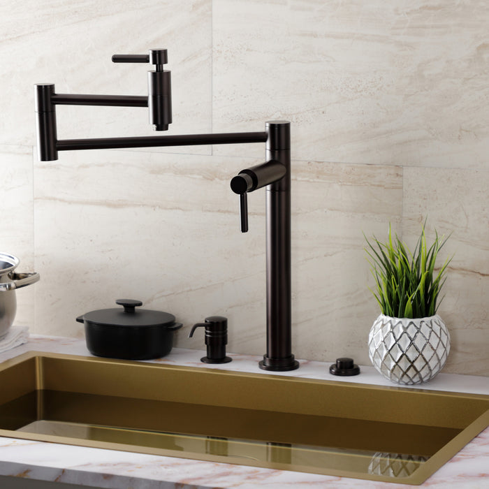 Kingston Sona KS8705DL - Concord Two-Handle 1-Hole Deck Mount Pot Filler Faucet, Oil Rubbed Bronze
