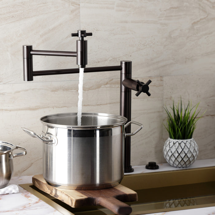 Kingston Sona KS8705DX - Concord Two-Handle 1-Hole Deck Mount Pot Filler Faucet, Oil Rubbed Bronze