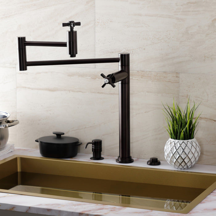 Kingston Tulare KS8705ZX - Millennium Two-Handle 1-Hole Deck Mount Pot Filler Faucet, Oil Rubbed Bronze