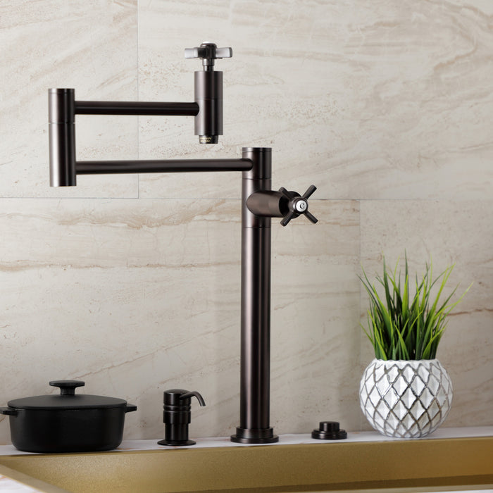 Kingston Tulare KS8705ZX - Millennium Two-Handle 1-Hole Deck Mount Pot Filler Faucet, Oil Rubbed Bronze