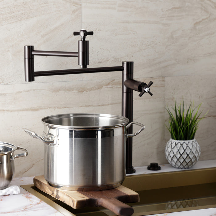 Kingston Tulare KS8705ZX - Millennium Two-Handle 1-Hole Deck Mount Pot Filler Faucet, Oil Rubbed Bronze
