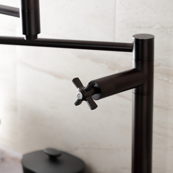 Kingston Tulare KS8705ZX - Millennium Two-Handle 1-Hole Deck Mount Pot Filler Faucet, Oil Rubbed Bronze