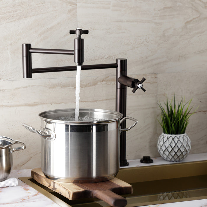 Kingston Tulare KS8705ZX - Millennium Two-Handle 1-Hole Deck Mount Pot Filler Faucet, Oil Rubbed Bronze