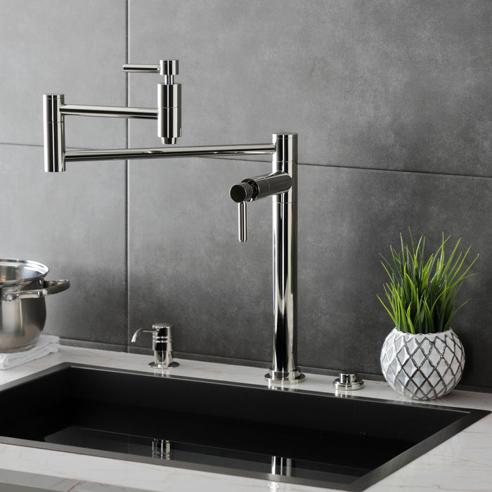 Kingston Sona KS8706DL - Concord Two-Handle 1-Hole Deck Mount Pot Filler Faucet, Polished Nickel