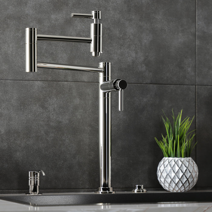 Kingston Sona KS8706DL - Concord Two-Handle 1-Hole Deck Mount Pot Filler Faucet, Polished Nickel