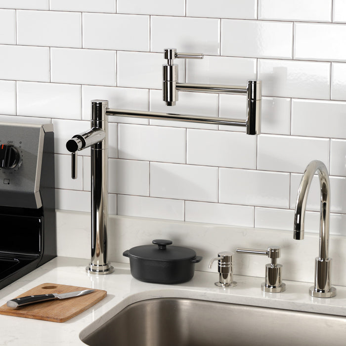 Kingston Sona KS8706DL - Concord Two-Handle 1-Hole Deck Mount Pot Filler Faucet, Polished Nickel