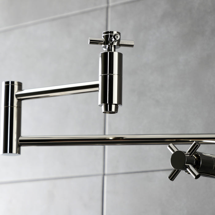 Kingston Sona KS8706DX - Concord Two-Handle 1-Hole Deck Mount Pot Filler Faucet, Polished Nickel