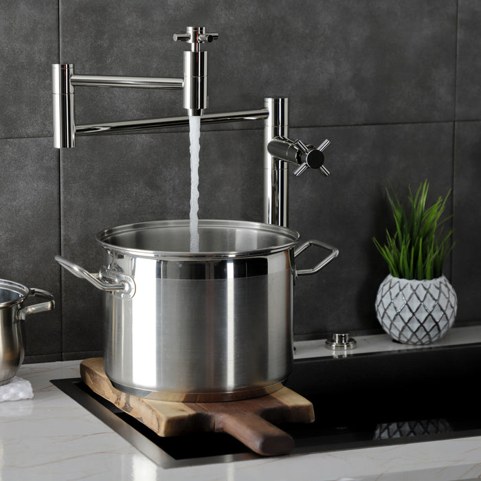 Kingston Sona KS8706DX - Concord Two-Handle 1-Hole Deck Mount Pot Filler Faucet, Polished Nickel