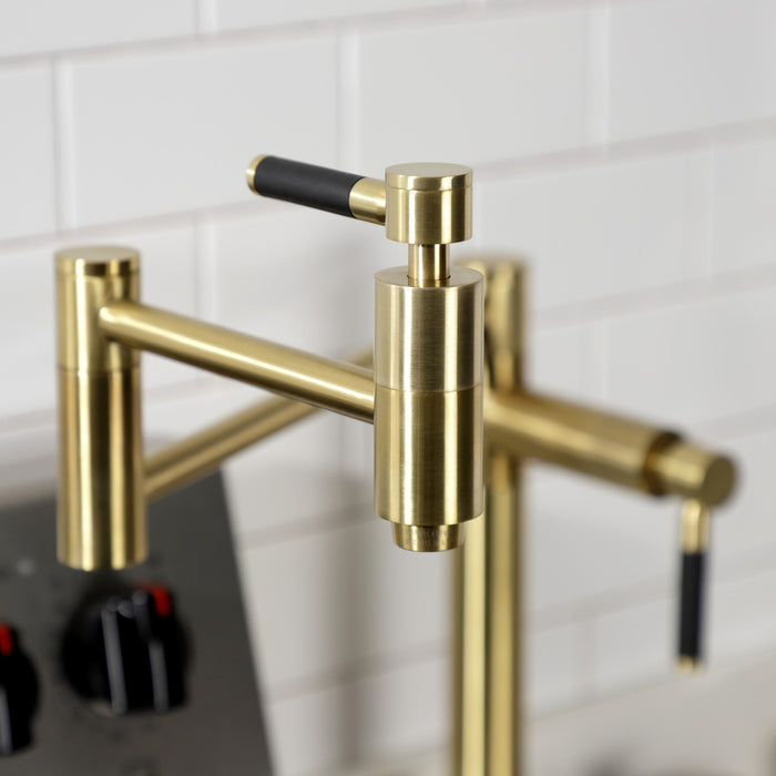 Kaiser KS8707DKL Two-Handle 1-Hole Deck Mount Pot Filler Faucet, Brushed Brass
