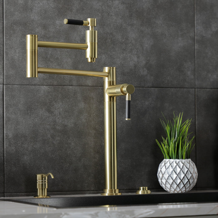 Kaiser KS8707DKL Two-Handle 1-Hole Deck Mount Pot Filler Faucet, Brushed Brass