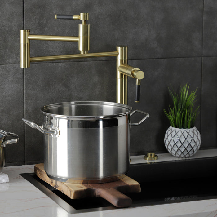 Kaiser KS8707DKL Two-Handle 1-Hole Deck Mount Pot Filler Faucet, Brushed Brass