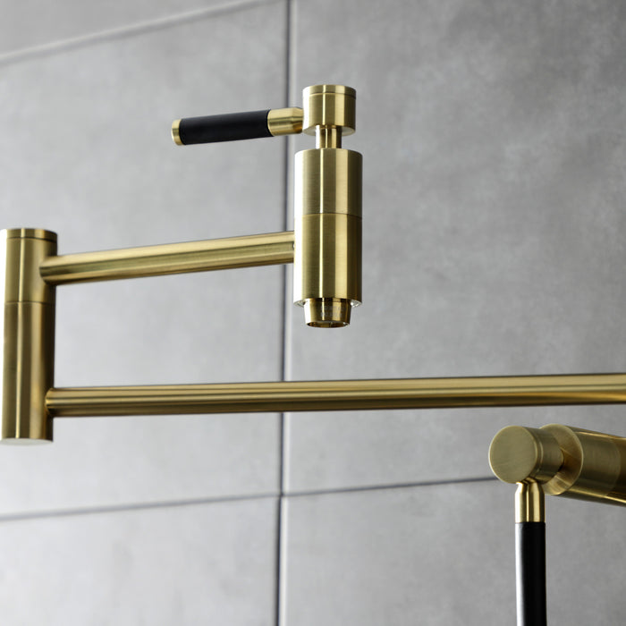 Kaiser KS8707DKL Two-Handle 1-Hole Deck Mount Pot Filler Faucet, Brushed Brass