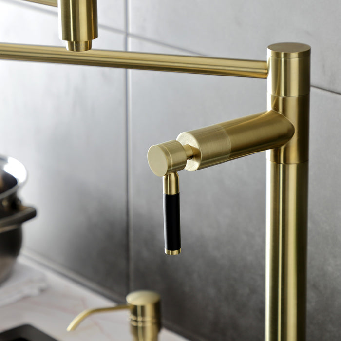 Kaiser KS8707DKL Two-Handle 1-Hole Deck Mount Pot Filler Faucet, Brushed Brass