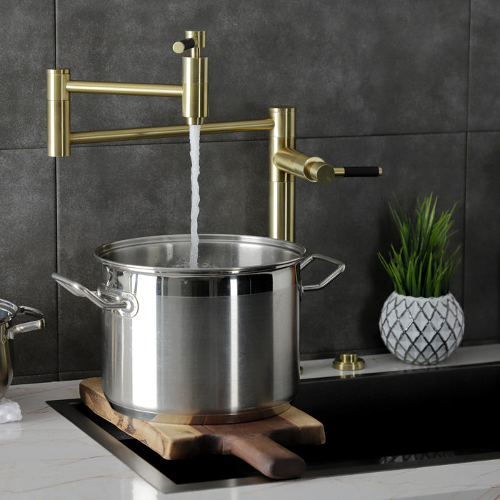 Kaiser KS8707DKL Two-Handle 1-Hole Deck Mount Pot Filler Faucet, Brushed Brass