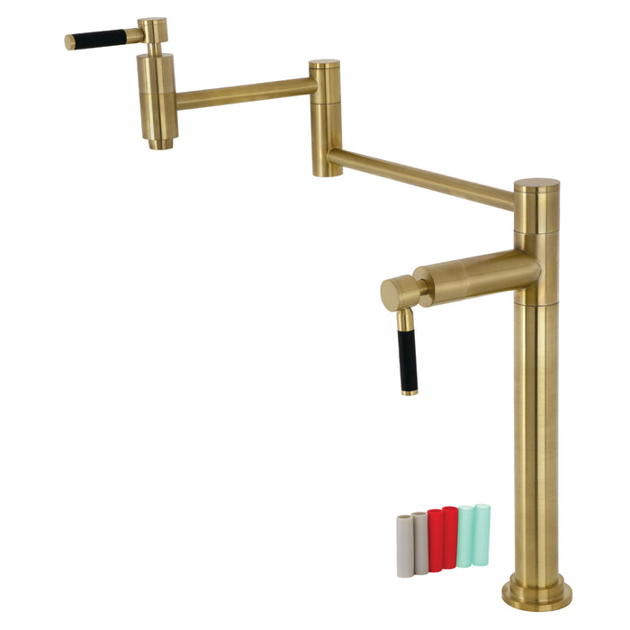 Kaiser KS8707DKL Two-Handle 1-Hole Deck Mount Pot Filler Faucet, Brushed Brass