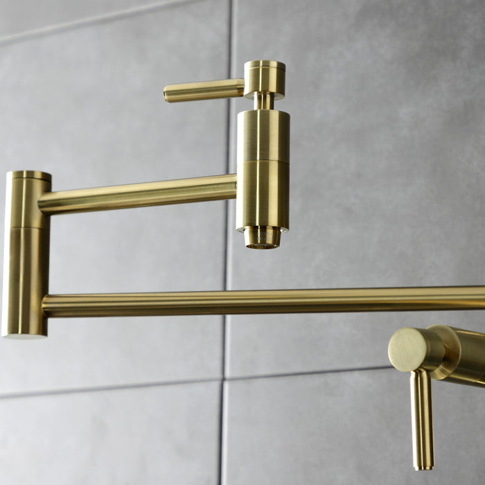Kingston Sona KS8707DL - Concord Two-Handle 1-Hole Deck Mount Pot Filler Faucet, Brushed Brass