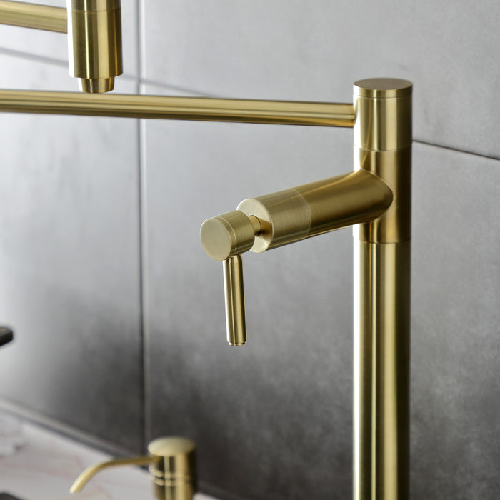 Kingston Sona KS8707DL - Concord Two-Handle 1-Hole Deck Mount Pot Filler Faucet, Brushed Brass