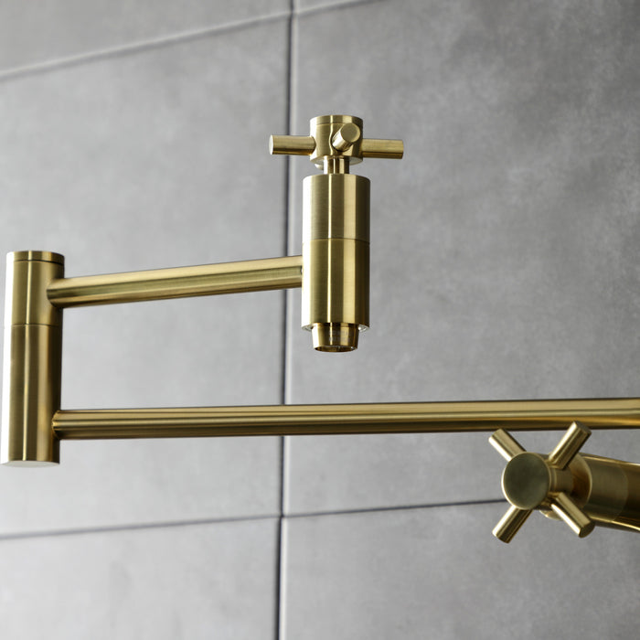 Kingston Sona KS8707DX - Concord Two-Handle 1-Hole Deck Mount Pot Filler Faucet, Brushed Brass