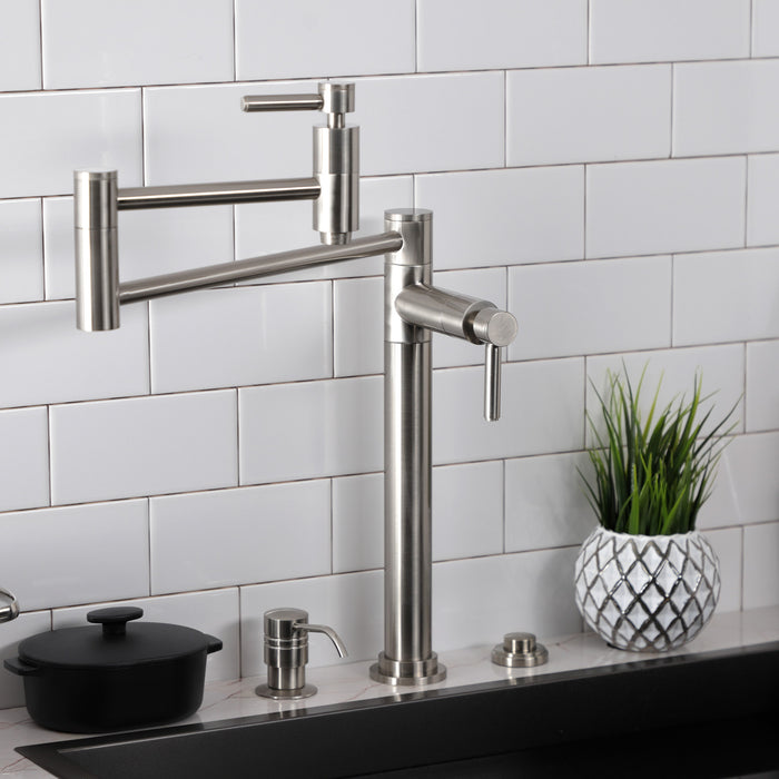 Kingston Sona KS8708DL - Concord Two-Handle 1-Hole Deck Mount Pot Filler Faucet, Brushed Nickel