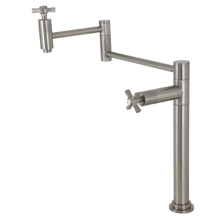 Kingston Tulare KS8708ZX - Millennium Two-Handle 1-Hole Deck Mount Pot Filler Faucet, Brushed Nickel