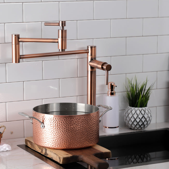 Kingston Sona KS870DLAC - Concord Two-Handle 1-Hole Deck Mount Pot Filler Faucet, Antique Copper