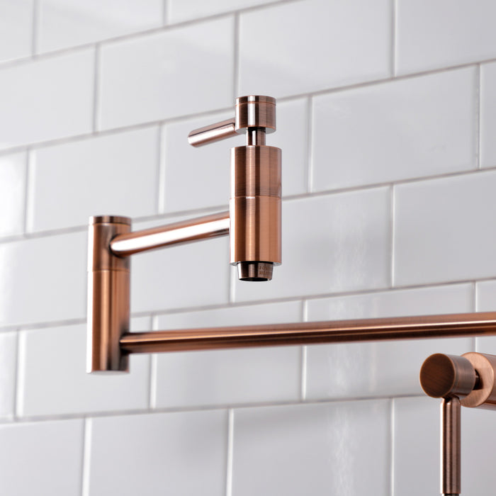 Kingston Sona KS870DLAC - Concord Two-Handle 1-Hole Deck Mount Pot Filler Faucet, Antique Copper