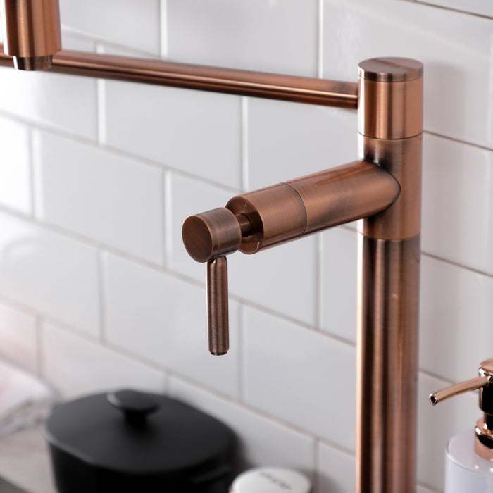 Kingston Sona KS870DLAC - Concord Two-Handle 1-Hole Deck Mount Pot Filler Faucet, Antique Copper