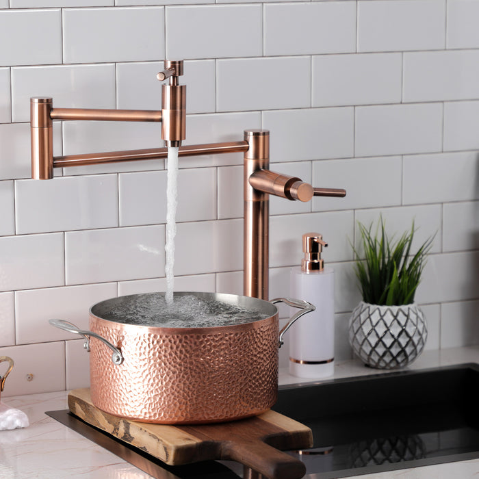 Kingston Sona KS870DLAC - Concord Two-Handle 1-Hole Deck Mount Pot Filler Faucet, Antique Copper