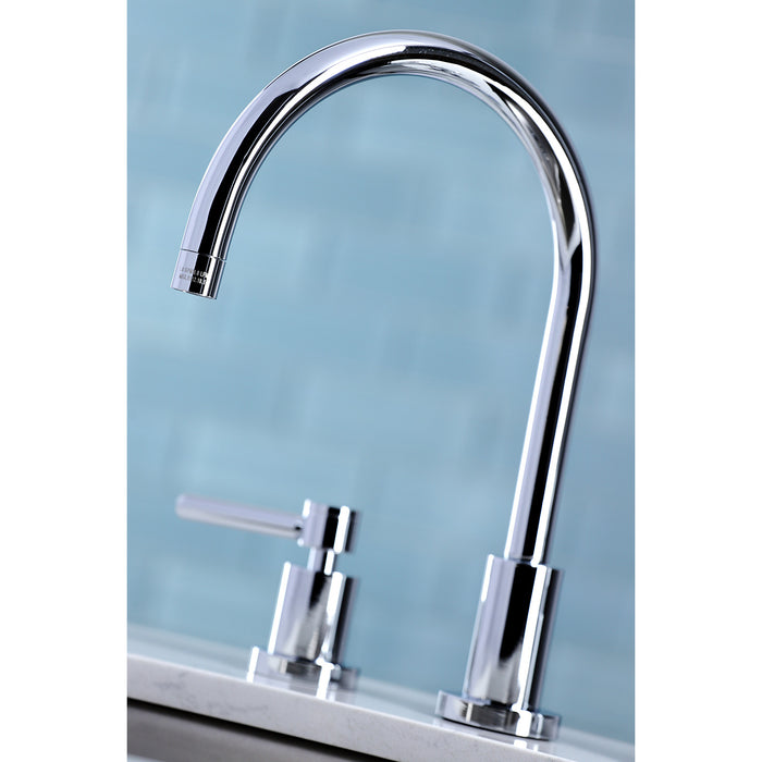 Kingston Sona KS8721DL - Concord Double-Handle 4-Hole Widespread Kitchen Faucet with Plastic Sprayer, Polished Chrome