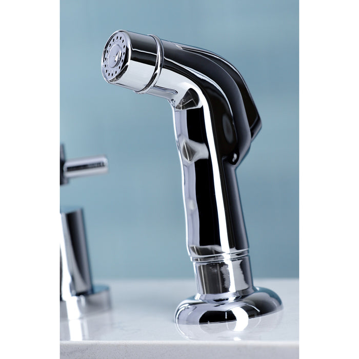 Kingston Sona KS8721DX - Concord Double-Handle 4-Hole Widespread Kitchen Faucet with Plastic Sprayer, Polished Chrome