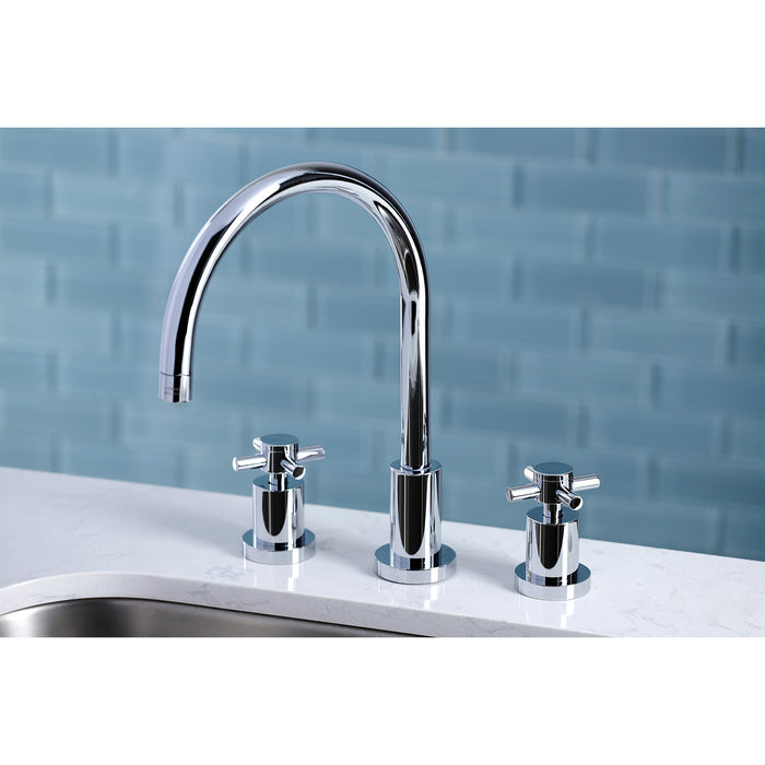 Kingston Sona KS8721DXLS - Concord Double-Handle 3-Hole Widespread Kitchen Faucet, Polished Chrome