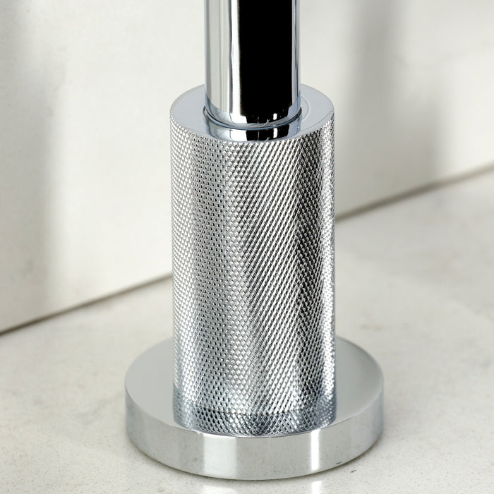 Kingston Sona KS8721KNLBS - Convergent Double-Handle 4-Hole Widespread Kitchen Faucet with Knurled Handle 4-Hole and Brass Sprayer, Polished Chrome