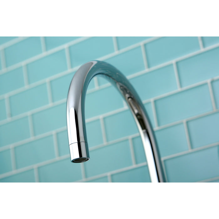 Kingston Tulare KS8721ZX - Millennium Double-Handle 4-Hole Widespread Kitchen Faucet with Plastic Sprayer, Polished Chrome