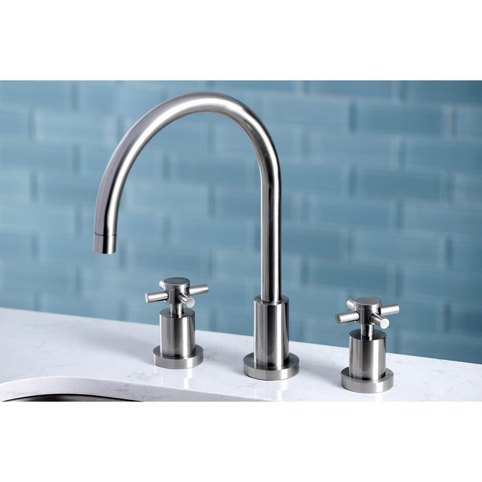 Kingston Sona KS8728DXLS - Concord Double-Handle 3-Hole Widespread Kitchen Faucet, Brushed Nickel