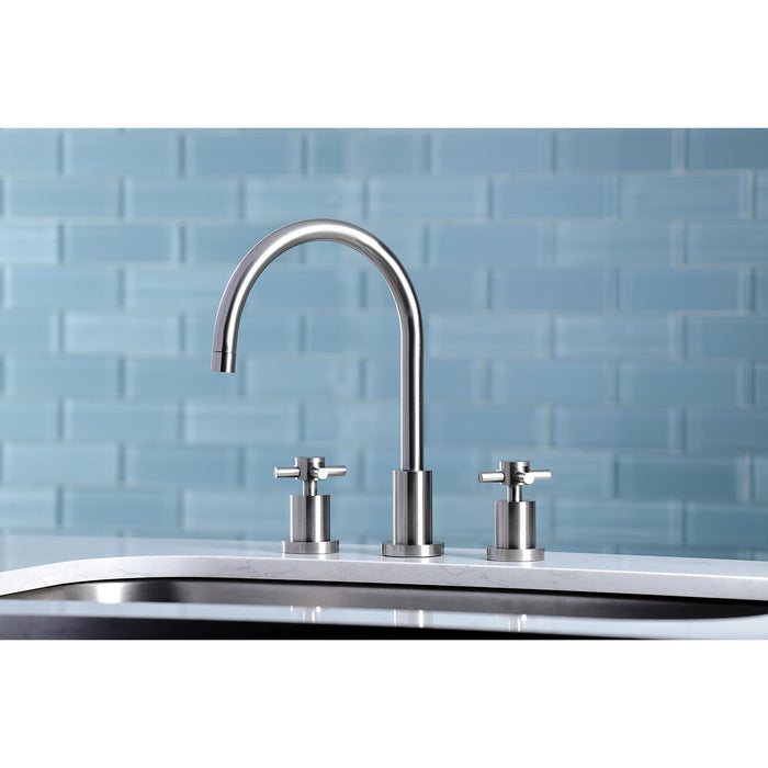Kingston Sona KS8728DXLS - Concord Double-Handle 3-Hole Widespread Kitchen Faucet, Brushed Nickel