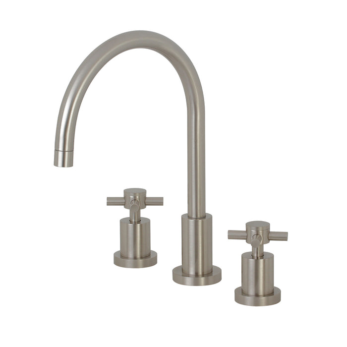 Kingston Sona KS8728DXLS - Concord Double-Handle 3-Hole Widespread Kitchen Faucet, Brushed Nickel