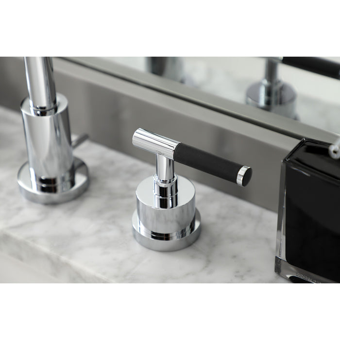 Kingston Sona KS8921CKL - Kaiser Two-Handle 3-Hole Deck Mount Widespread Bathroom Faucet with Brass Pop-Up, Polished Chrome