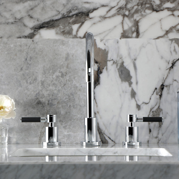 Kingston Sona KS8921DKL - Kaiser Two-Handle 3-Hole Deck Mount Widespread Bathroom Faucet with Brass Pop-Up, Polished Chrome