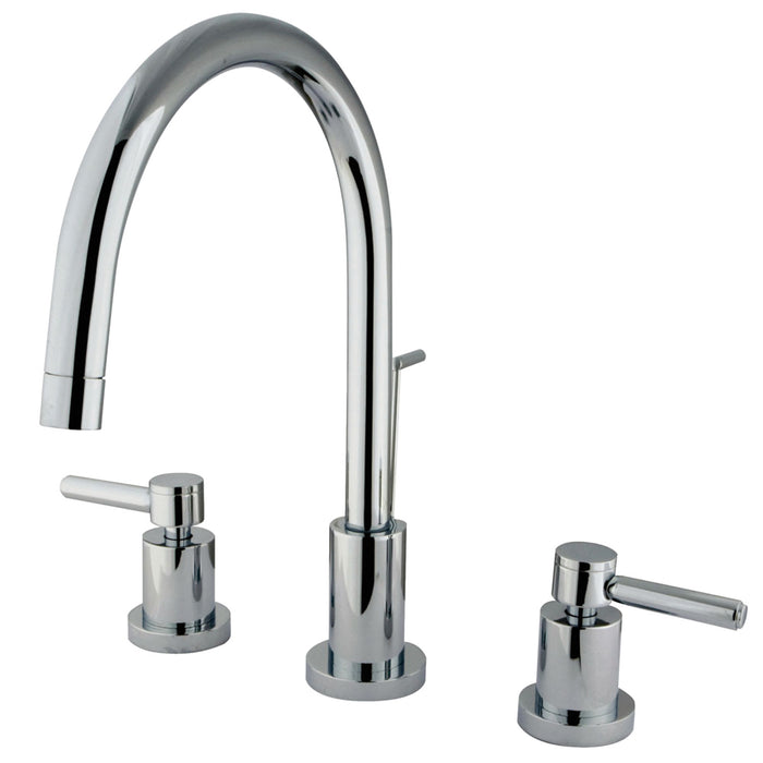 Kingston Sona KS8921DL - Concord Two-Handle 3-Hole Deck Mount Widespread Bathroom Faucet with Brass Pop-Up, Polished Chrome