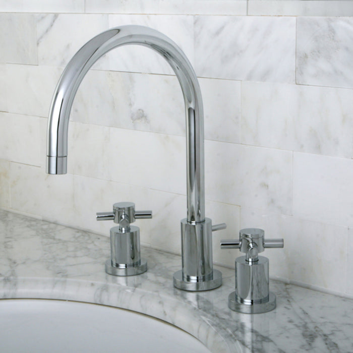 Kingston Sona KS8921DX - Concord Two-Handle 3-Hole Deck Mount Widespread Bathroom Faucet with Brass Pop-Up, Polished Chrome