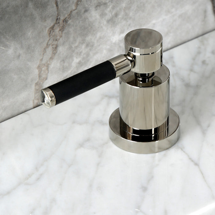 Kingston Sona KS8926DKL - Kaiser Two-Handle 3-Hole Deck Mount Widespread Bathroom Faucet with Brass Pop-Up, Polished Nickel