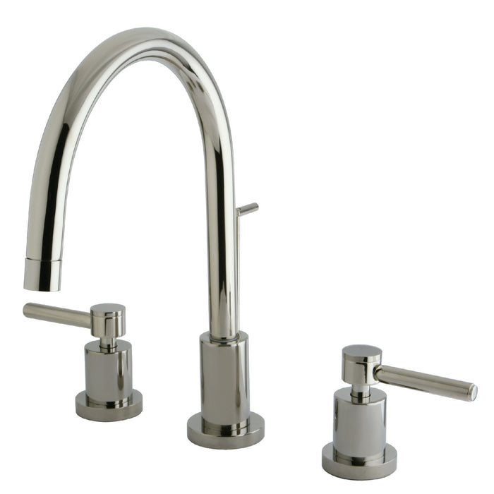 Kingston Sona KS8926DL - Concord Two-Handle 3-Hole Deck Mount Widespread Bathroom Faucet with Brass Pop-Up, Polished Nickel