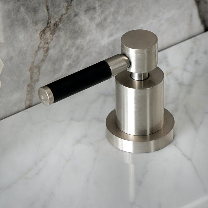 Kingston Sona KS8928DKL - Kaiser Two-Handle 3-Hole Deck Mount Widespread Bathroom Faucet with Brass Pop-Up, Brushed Nickel