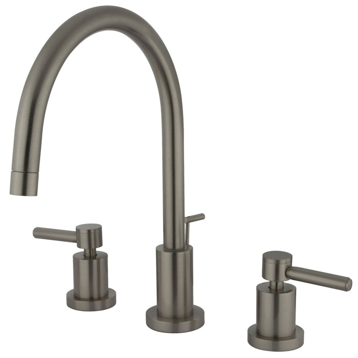Kingston Sona KS8928DL - Concord Two-Handle 3-Hole Deck Mount Widespread Bathroom Faucet with Brass Pop-Up, Brushed Nickel